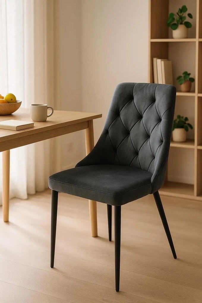 Dolfijn zwart fluwelen stoel