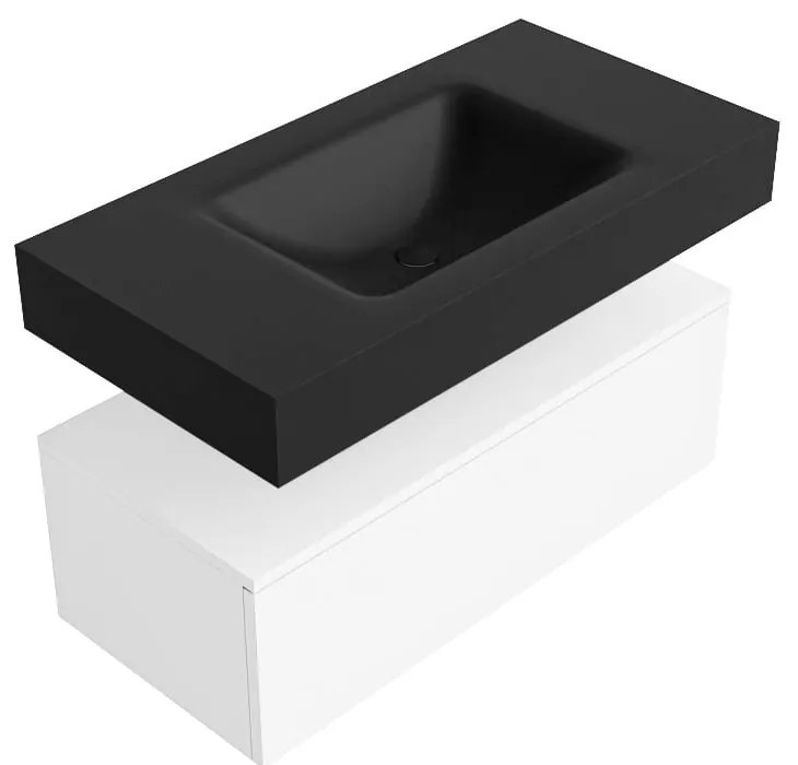 Zaro Alan badmeubel 90cm talc 1 lade met vrijhangende wastafel cloud midden 1 kraangat urban