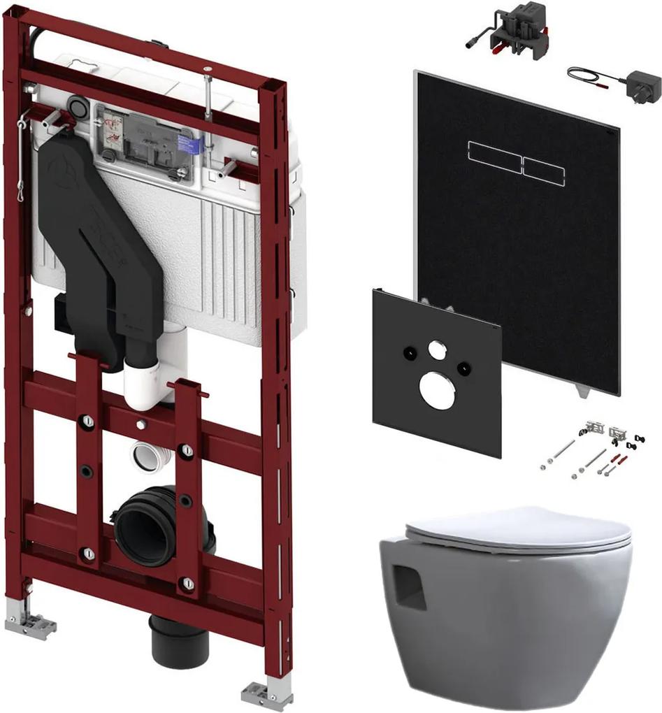 Tece 400 Toiletset met Geurafzuiging - Inbouw WC Hangtoilet Wandcloset Daley Flatline - Elektronische sen-Touch Bedieningsplaat Zwart
