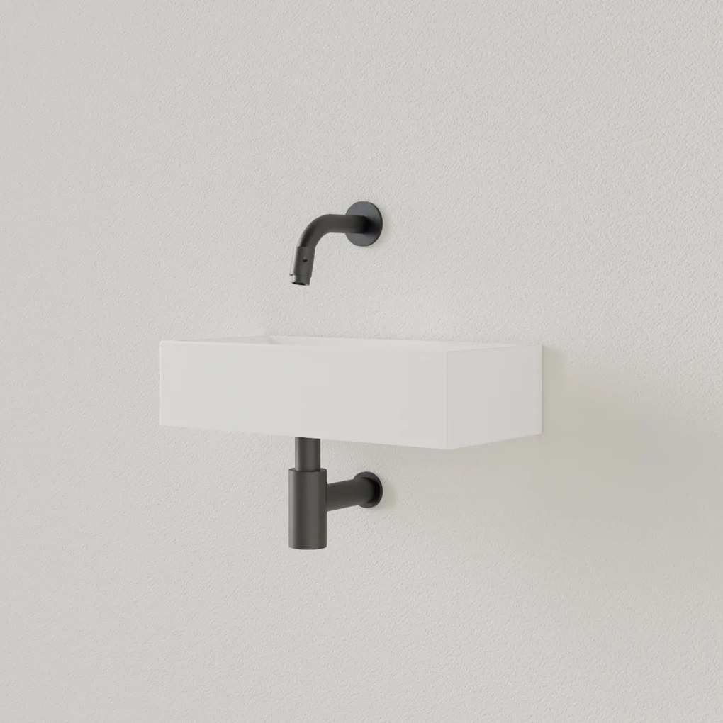 Sanigoods Nano fontein rechts wit glans zonder kraangat 36x18cm