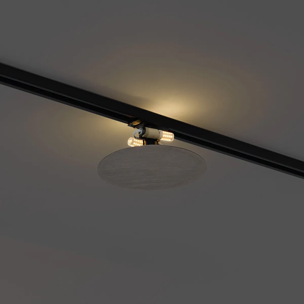Moderne plafondlamp gunmetal voor railsysteem 1-fase 2-lichts - Iconic Pulley