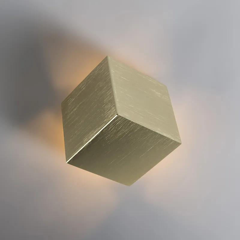Set van 2 Moderne wandlampen goud - Cube Binnenverlichting Lamp