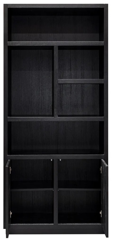 Richmond Interiors Oakura Zwarte Boekenkast Eiken Rechts - 100x45x220cm.