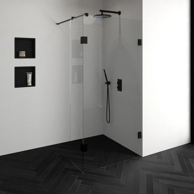 BRAUER Void inloopdouche helder glas 100x200 met 40 zijwand incl. glascoating mat zwart GS-VOI2H10040200MZ