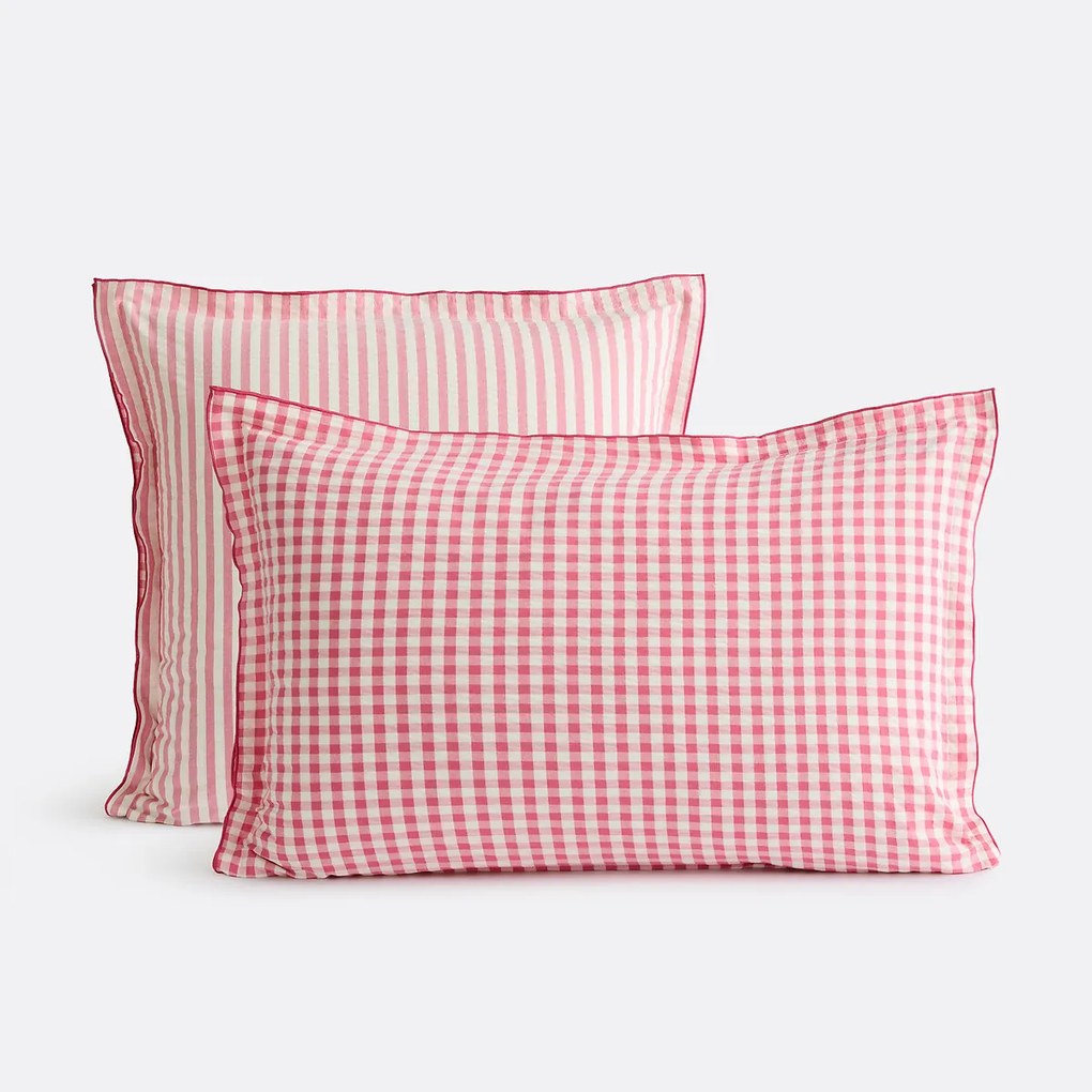 Katoenen seersucker kussensloop, COTTAGE FRAMBOISE