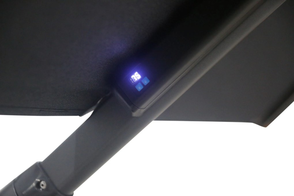 Zweefparasol 3x3m S2 Excellent (excl. voet) Grijs-antraciet Camello Luna LED