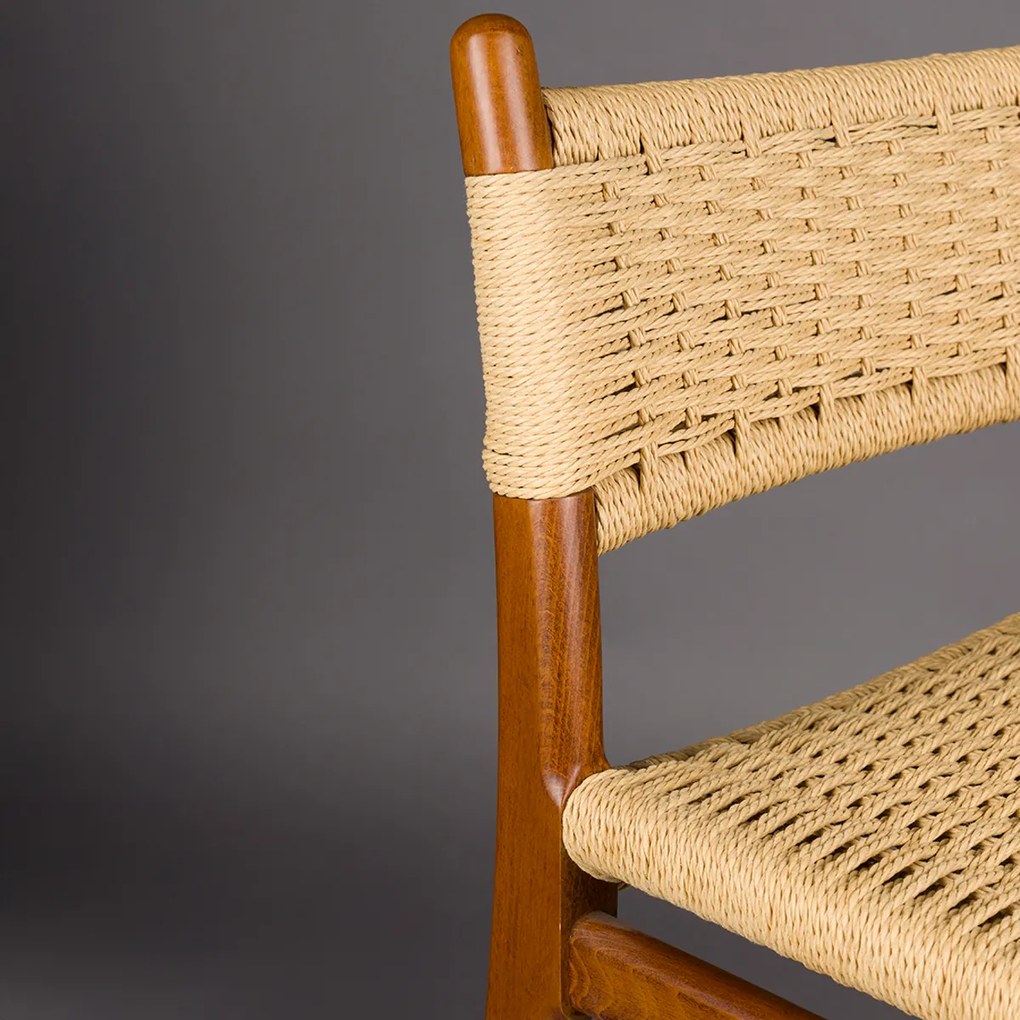 Dutchbone Cecile Houten Frame Barkruk Walnut