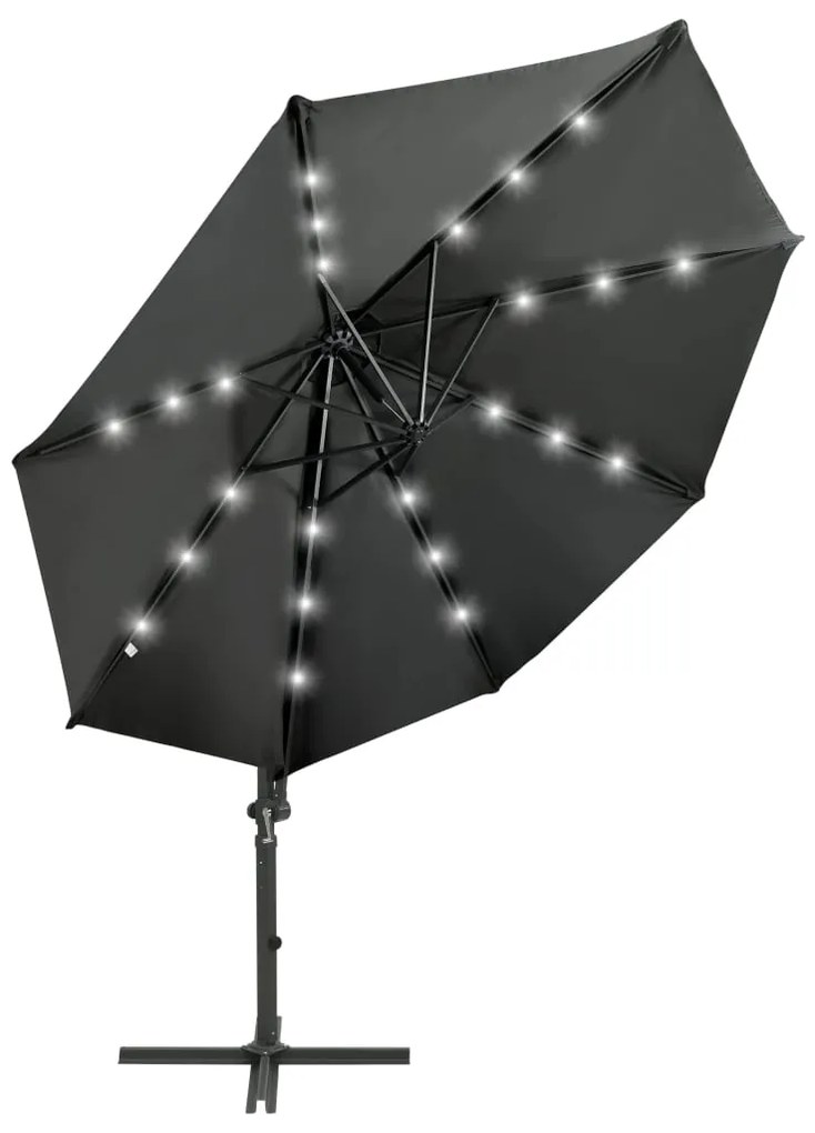 vidaXL Zweefparasol met paal en LED-verlichting 300 cm antracietkleur