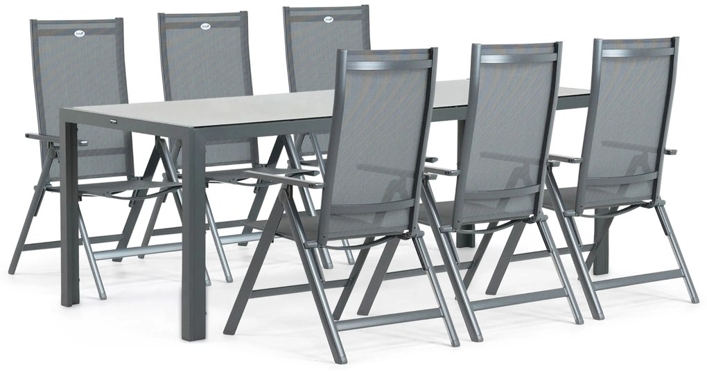 Tuinset 6 personen 210 cm Aluminium/textileen Grijs Hartman Aruba/Venustas