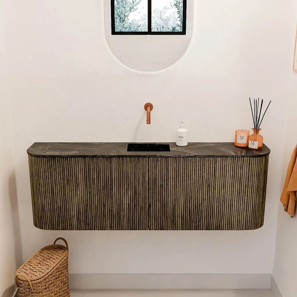 Mondiaz Joya DLux 125cm toiletmeubel ronding links/rechts dusk met wastafel faye midden zonder kraangat lava