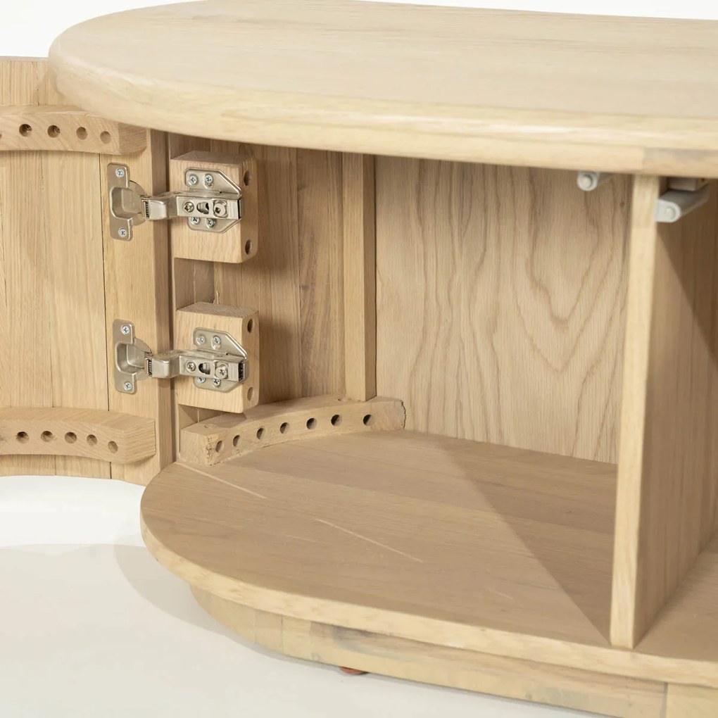 Eiken Tv-meubel Organische Vorm 180 Cm Naturel - 180x42x43cm.