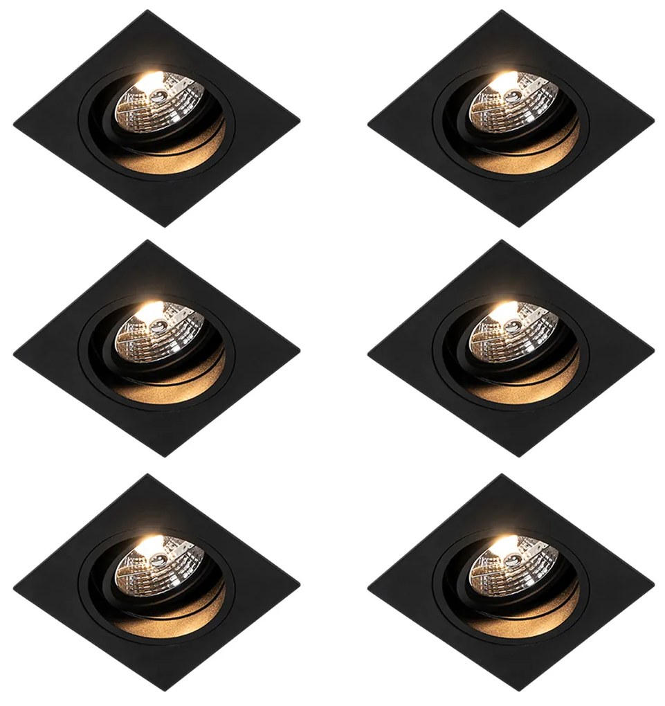 Set van 6 Moderne inbouwspot zwart verstelbaar - Chuck 70