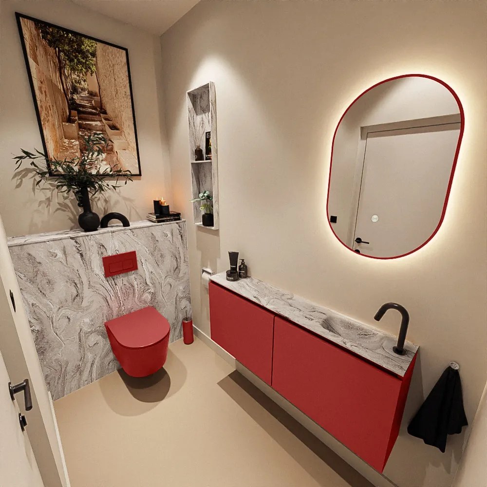 Mondiaz Ture DLux toiletmeubel 120cm fire met wastafel glace rechts met kraangat