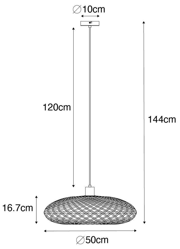 Oosterse hanglamp zwart bamboe 50 cm - Ostrava