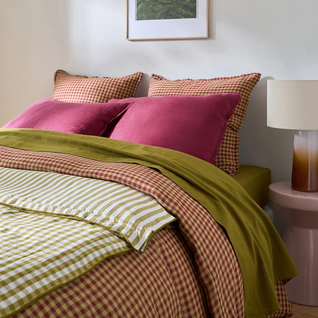 Dekbedovertrek in gewassen linnen Acélie Bordeaux