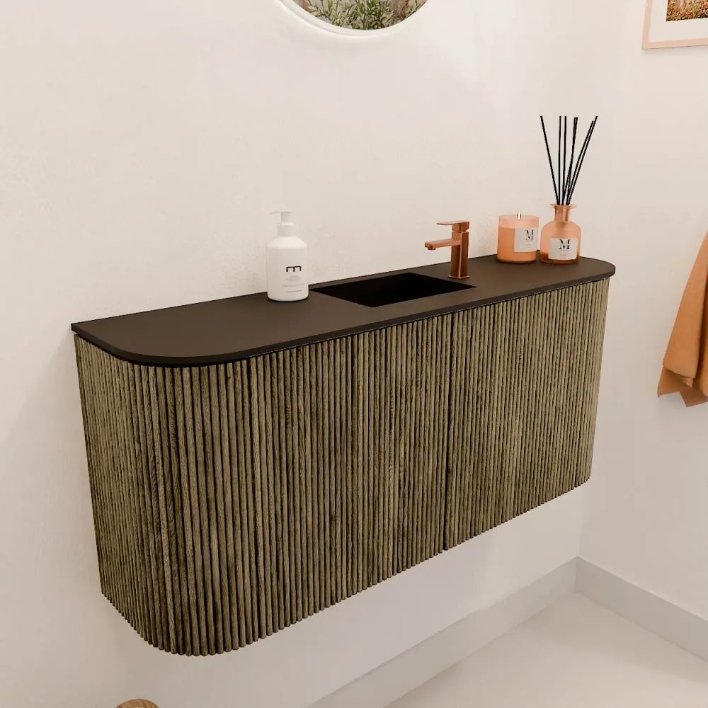 Mondiaz Joya 95cm toiletmeubel ronding links/rechts dusk met wastafel faye midden 1 kraangat urban