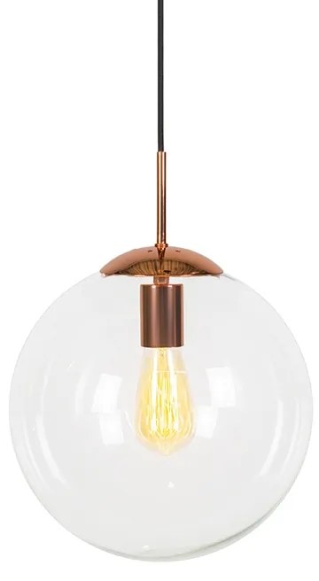 Art Deco hanglamp koper met helder glas 30 cm - Ball 30 Design, Modern E27 bol / globe / rond Binnenverlichting Lamp