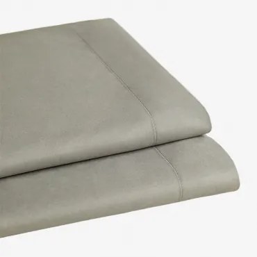 Satijnen Bovenlaken Van 300 Draden Sampras Groen – Khaki & Bed 135/140cm (210 X 280 Cm) - Sklum