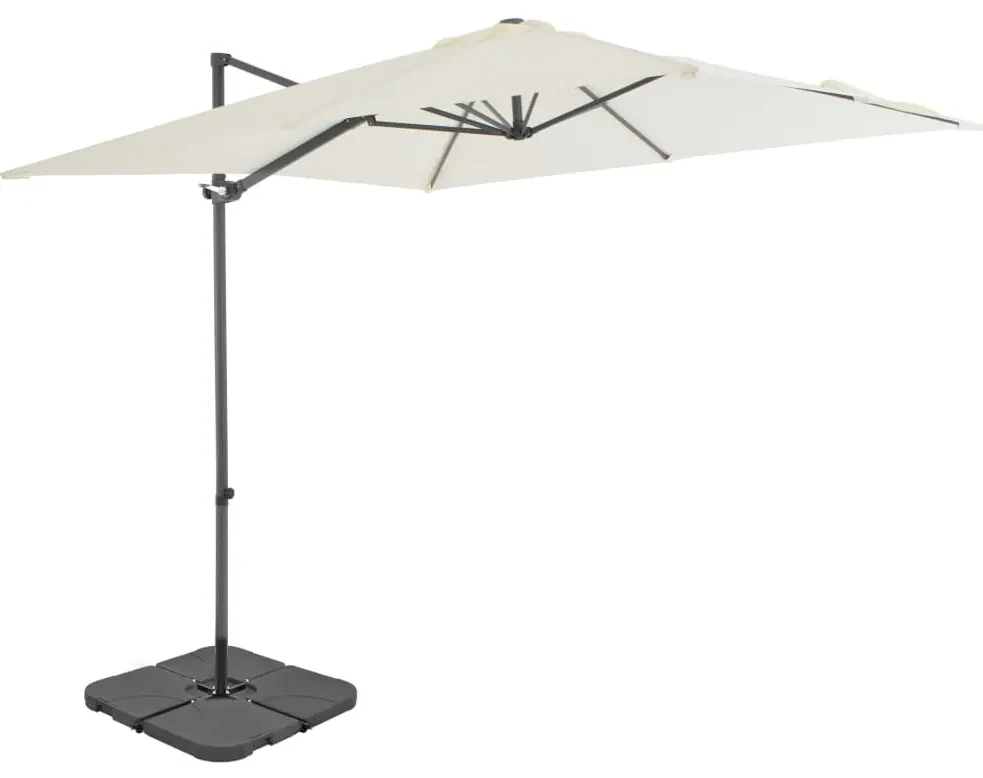 vidaXL Parasol met draagbare voet zandkleurig