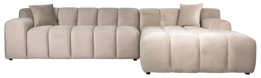 Richmond Interiors Cube Sofa Hoekbank Khaki Velvet 3 Zits + Lounge Rechts