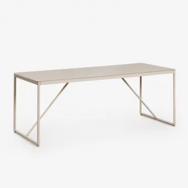 Rectangular Eettafel 185x85 Cm In Staal Melida Tapioca Beige - Sklum