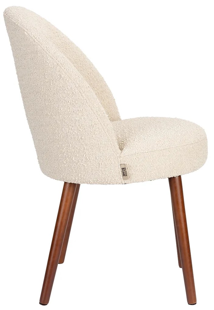 Dutchbone Barbara Boucle Beige Eetkamerstoel Met Houten Poten