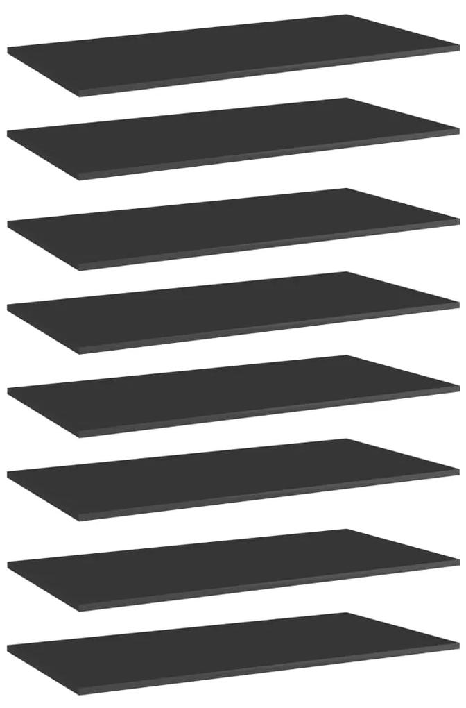 vidaXL Wandschappen 8 st 80x20x1,5 cm spaanplaat hoogglans zwart