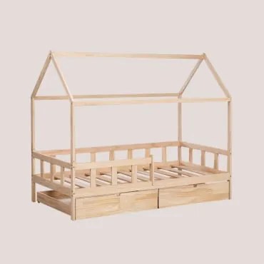 Houten Bed Voor Een Matras 90 Cm Kelly Kids Natuurlijk Hout & Bed Met Opbergruimte & 90 X 190 Cm - Sklum