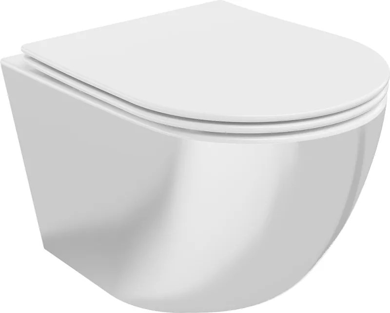 Mexen Lena wc-pot Rimless met toiletbril met softclose slim, duroplast, wit/zilver - 30224004