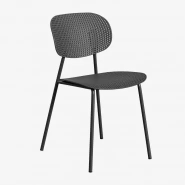 Tupah Eetkamerstoelen Set Van 2 In Polypropyleen En Ijzer Grijs – Grafiet - Sklum