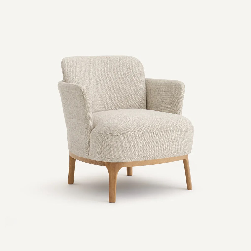 Fauteuil, massief eiken en stof met structuur, JABOTE