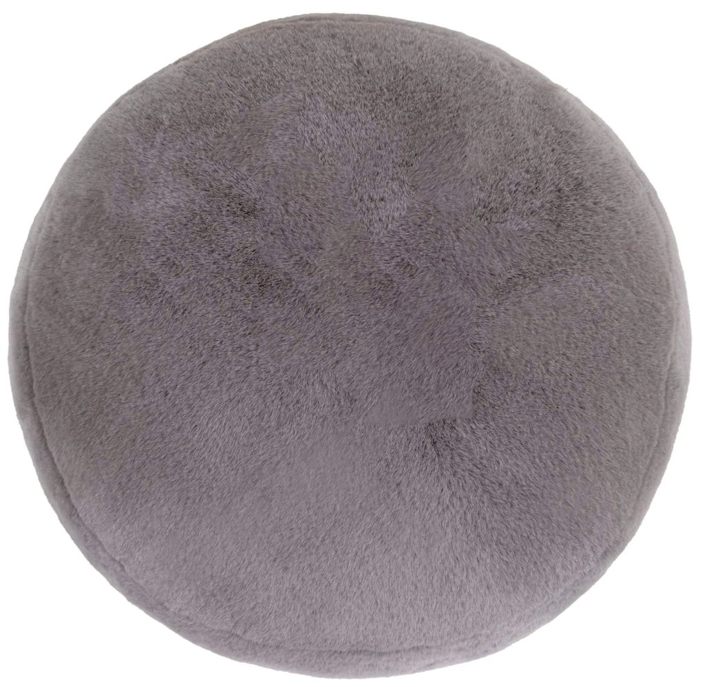 Icon Milano Rabbit Faux Fur Round Footstool Bean Bag, Light Grey