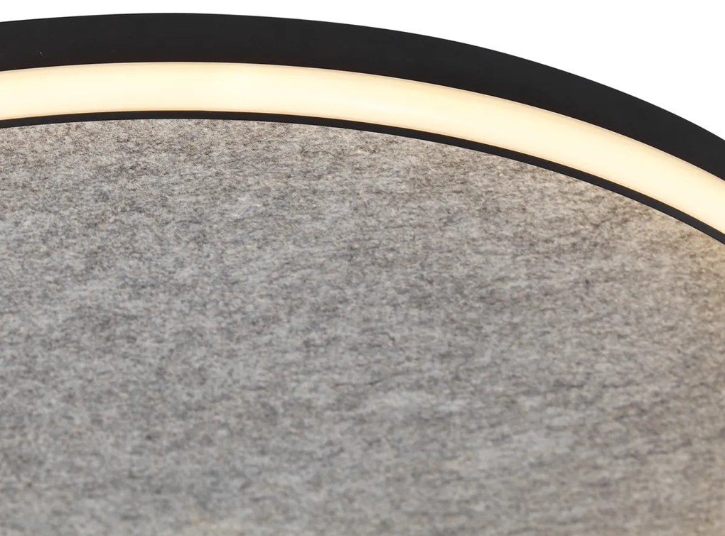 Design plafondlamp zwart met vilt incl. LED 3-staps dimbaar - Xavi Felt Design rond Binnenverlichting Lamp