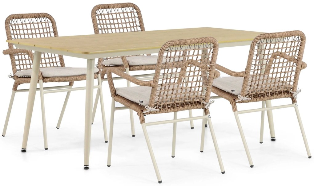 Tuinset 4 personen 180 cm Aluminium/Rope Taupe De Laan Projects