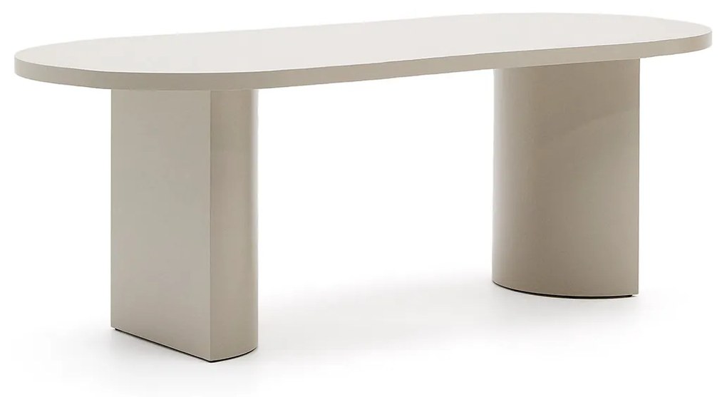 Kave Home Nealy Ovale Eettafel Beige Ecru 200 Cm - 200 X 100cm.