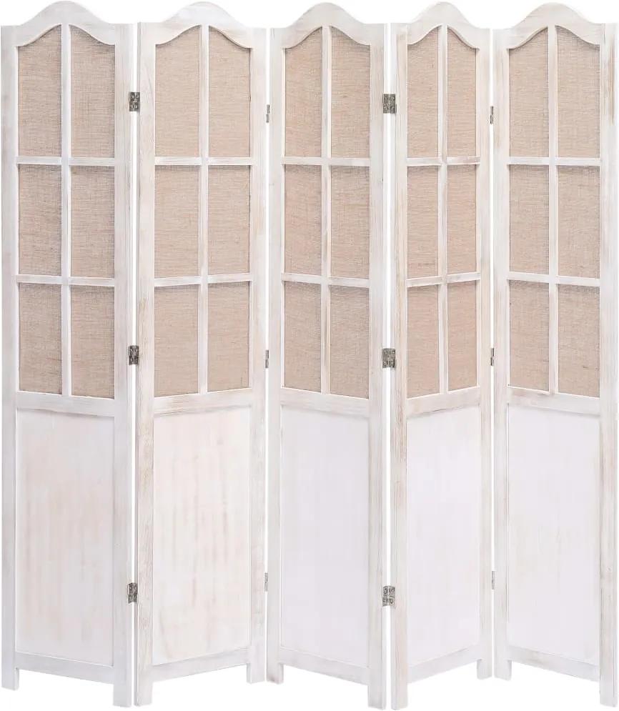 Kamerscherm met 5 panelen 175x165 cm stof wit