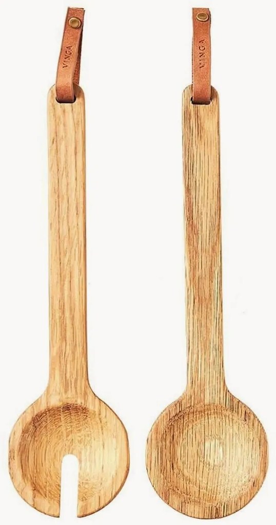 Eikenhouten serveerbestekset Alcamo, 2-delig