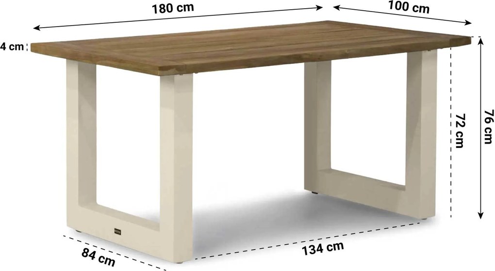 Dining Tuintafel rechthoekig 180 x 100 cm Taupe Talai