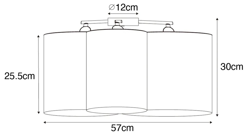 Plafondlamp zwart met gouden binnenkant 3-lichts - Multidrum