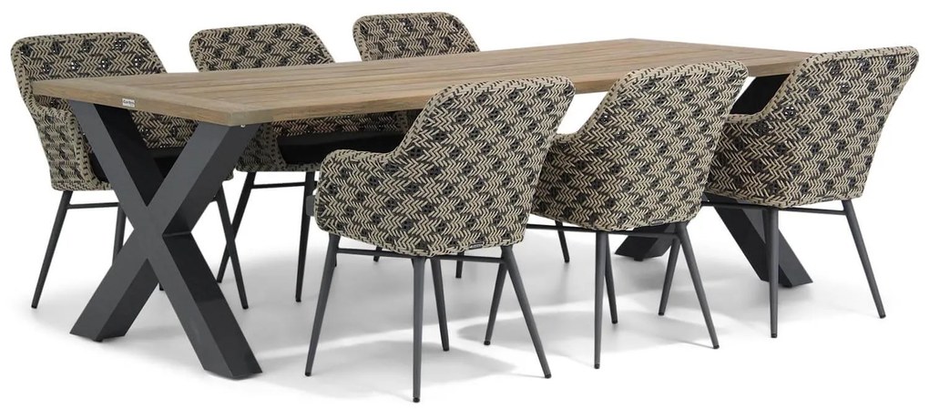 Tuinset 6 personen 240 cm Wicker Zwart Lifestyle Garden Furniture Crossway/Cardiff