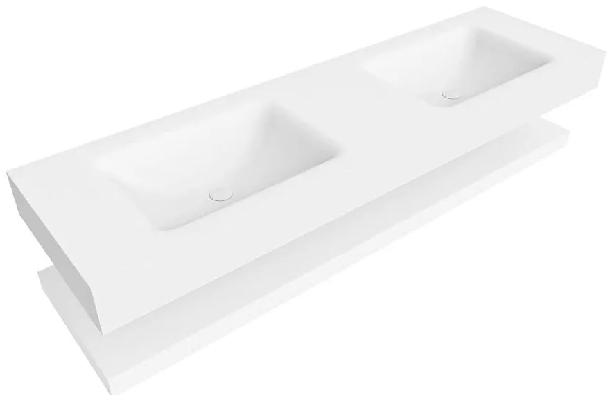 Zaro Alan badmeubel 160cm met planchet talc en vrijhangende wastafel cloud dubbel zonder kraangat talc