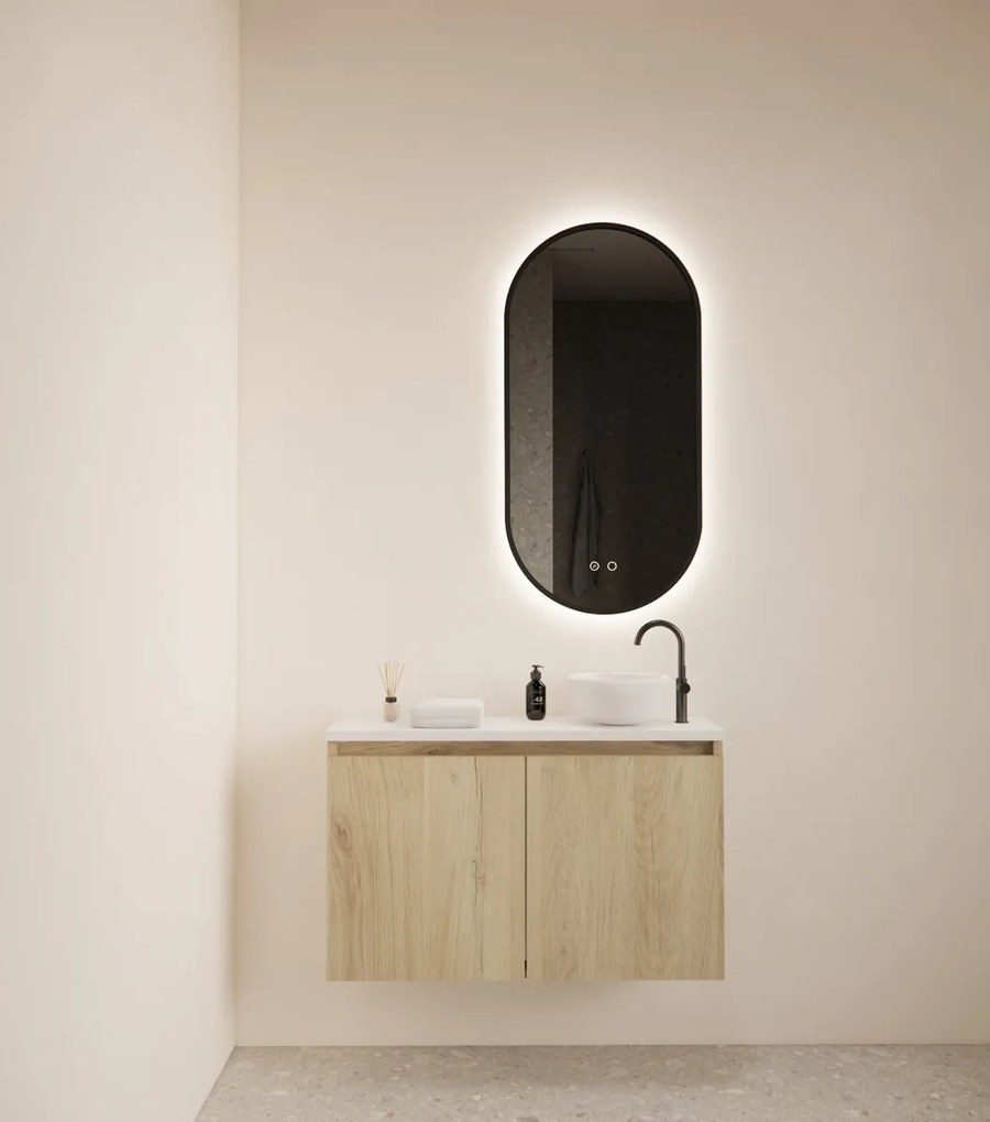 Gliss Design Echo toiletmeubel 80cm evoke eiken met toppaneel wit mat