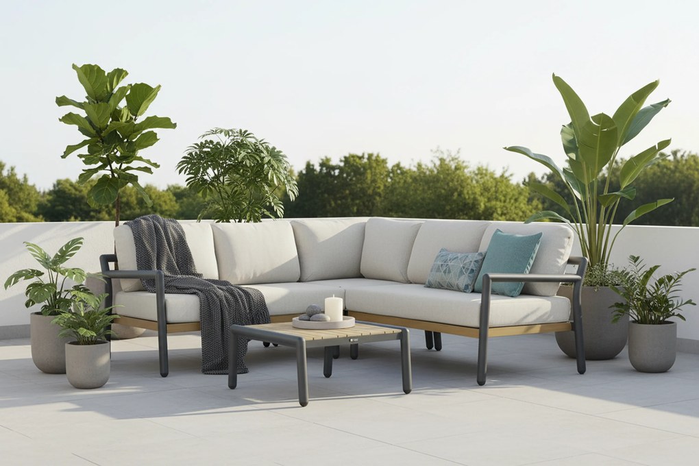 Hoek loungeset 5 personen Aluminium Grijs  Santika Furniture Santika