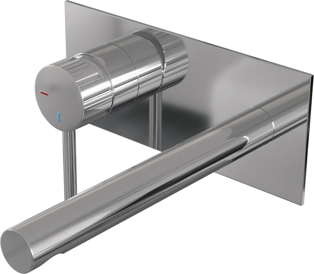 Brauer Stripe inbouw wastafelkraan ColdStart met rechte uitloop en afdekplaat model A2 chroom