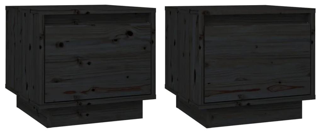 vidaXL Nachtkastjes 2 st 35x34x32 cm massief grenenhout zwart