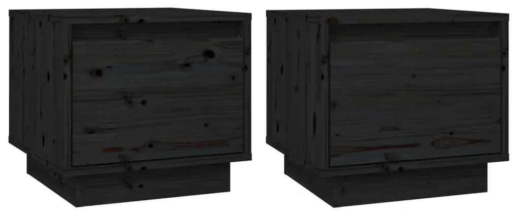 vidaXL Nachtkastjes 2 st 35x34x32 cm massief grenenhout zwart