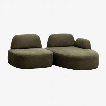 Rechte Modulaire Chaise Longue Bank Van 2 Delen Bekleed Giorgia Stof Leger Groen - Sklum