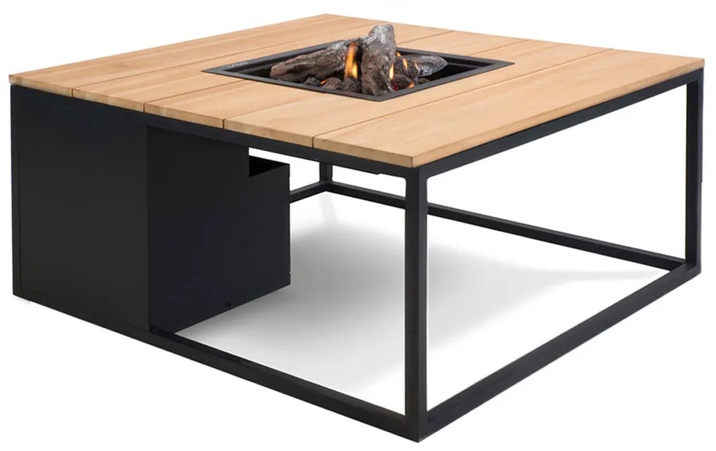 Cosi Fires Cosiloft lounge vuurtafel 100 cm zwart - teak top