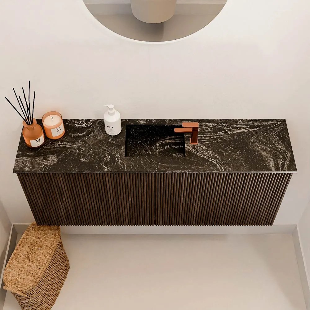 Mondiaz Joya DLux 100cm toiletmeubel walnut met wastafel faye midden 1 kraangat lava