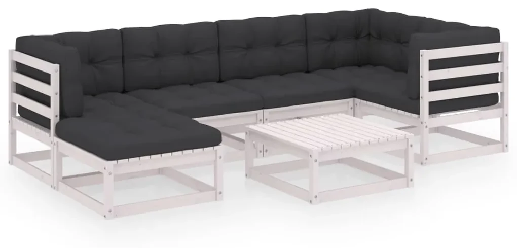 vidaXL 7-delige Loungeset met kussens massief grenenhout